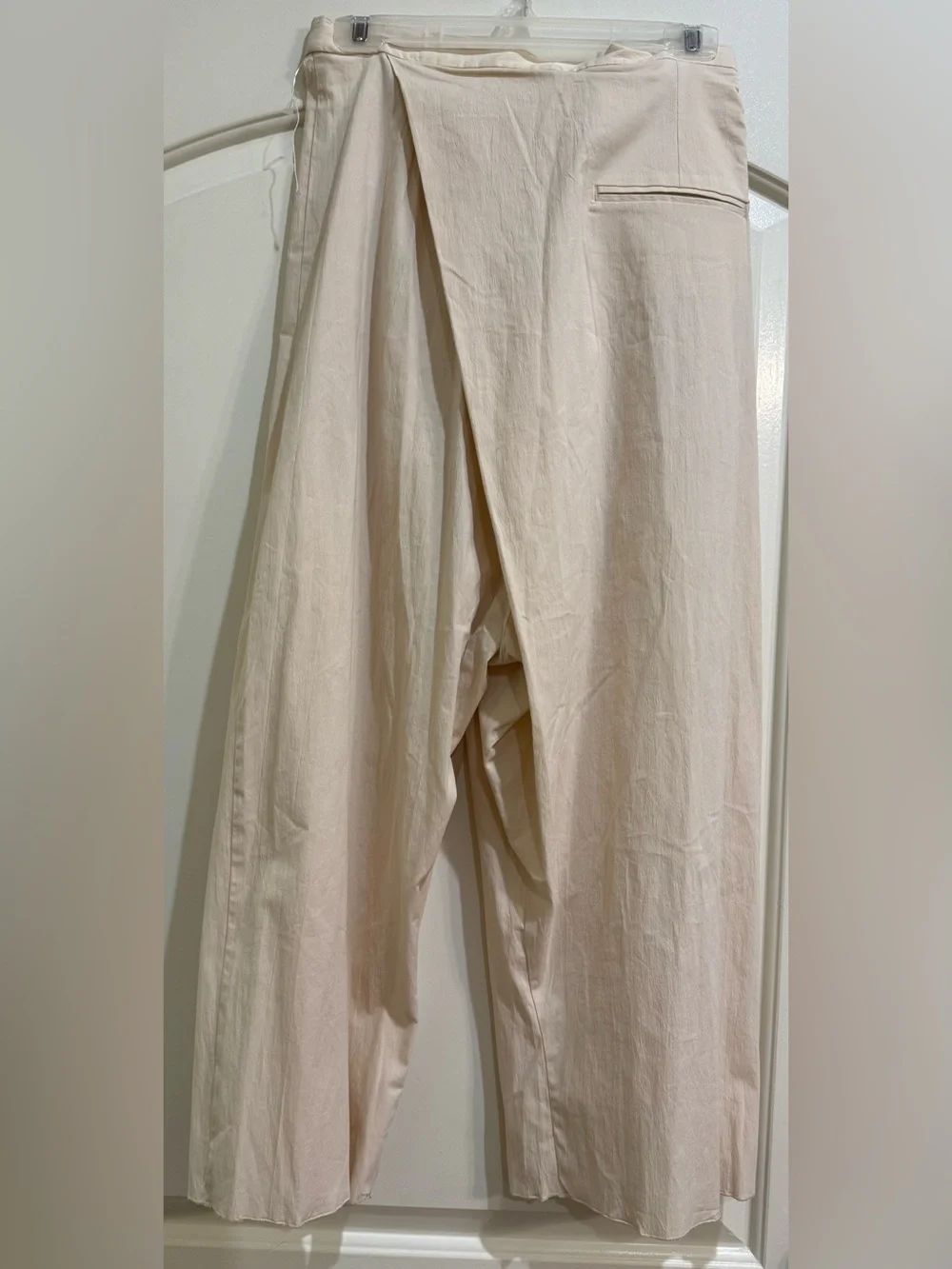 Zara Asymmetrical Wrap Side Tie High Waist Wide Leg Crop Small